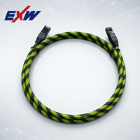 Câble Ethernet blindé Cat6a Cat 8 blindé RJ45, cordon de brassage réseau tressé SFTP 40 Gbit/s, Ningbo EXW