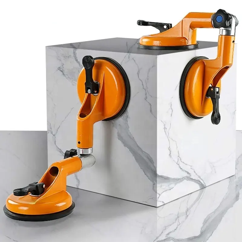 Adjustable Double Handle Heavy Duty Aluminum Glass Sucker Plate Lifter 90 Degree Angle Stone Seam Setter Vacuum Suction Cup