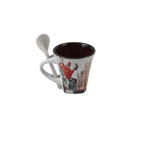 Tasse à café en porcelaine <span class=keywords><strong>italienne</strong></span> personnalisable avec cuillère Souvenir parfait pour la visite de la ville et les amateurs de café Cadeaux personnalisés - Product Image 2
