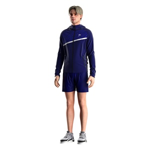 Chaqueta cortavientos con capucha para hombre resistente al viento con cremallera completa y dobladillo plano moderno para uso al aire libre e informal - Product Image 3