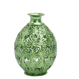 促销镂空绿色金属圆形花瓶花园花瓶热卖