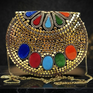 Sac à main de soirée pour femme 2019, motif à pois, 22 cm, avec fermeture à rabat, orné de perles en laiton, idéal pour la plage et l'usage quotidien - Product Image 2