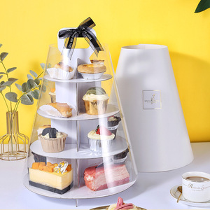 Multi-Layer Dessert Packaging <strong>Stand</strong> <strong>Disposable</strong> for Mousse <strong>Cake</strong> with HHand-held Dessert Rack Afternoon Tea <strong>Cake</strong> Packing Box