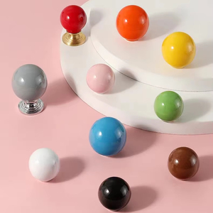 Hot Sale Round Brass Ceramic <strong>Cabinet</strong> <strong>Knob</strong> Colorful Drawer Pulls for Kids' Furniture - Product Image 1