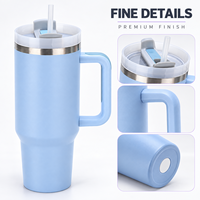 Gobelet isotherme en acier inoxydable à double paroi de 40 oz avec poignée et couvercle à paille pour le voyage, le bureau et l'extérieur – Vente en gros