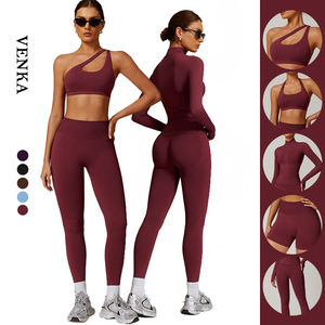 Donne nuovo stile personalizzato palestra <span class=keywords><strong>tuta</strong></span> Fitness a vita alta Leggings elastico camicia sottile giacca pantaloncini <span class=keywords><strong>pantaloni</strong></span> 2 pezzi femminile Yoga set - Product Image 1
