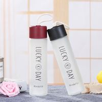 Botella de Agua de Vidrio Esmerilado con Diseño de Cara Sonriente, Moderna, Colorida, Ecológica y Portátil, con Logotipo Personalizado y Tapa con Pajita, Ideal para Regalo