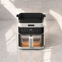 Friteuse à air visuelle 5,5 L avec panier en verre, multifonctionnelle, à commande tactile, machine de cuisson électrique sans huile pour la maison
