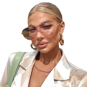 Lunettes de soleil pilote surdimensionnées pour femme, avec logo personnalisé, monture métallique vintage 2026, verres monobloc, protection UV400 - Product Image 1