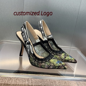 Escarpins de Luxe Design Printemps-Été pour Femmes, <span class=keywords><strong>Transparents</strong></span> à <span class=keywords><strong>Talons</strong></span> Hauts avec Broderie en Maille, <span class=keywords><strong>Chaussures</strong></span> de Soirée Club ou Fête Sexy - Product Image 3