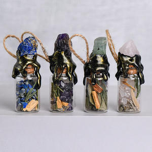 สร้อยคอขวดคริสตัลพลังงานขนาดเล็ก จี้ขวดใส่ของอธิษฐานประดับด้วยเศษอัญมณีธรรมชาติ ของขวัญสไตล์โกธิคสำหรับฮาโลวีน ขายส่ง - Product Image 3