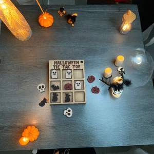 3D Mini fantasma a forma di zucca pezzi di legno 3.5 pollici di Halloween <span class=keywords><strong>Tic</strong></span> Tac Toe Board Family Fun Play Display per feste spettrali - Product Image 4