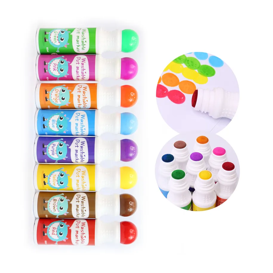 Hot-sale Sponge Tip Marcadores Marker Pens Kids art supplies, Washable Dot Markers acrylic paint Pastel Chalk for Kids Drawing