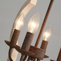 Lustre en bois de style campagnard à 4 lumières, lanterne géométrique blanche vieillie, suspension pour salle à manger, îlot de cuisine, entrée