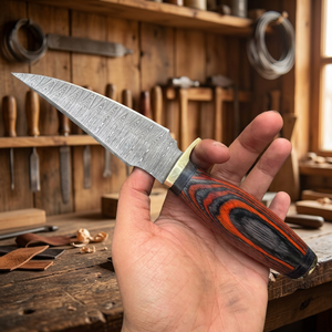Handcrafted Industrial Grade Damascus Steel Fixed Blade Hunter/Camping Knife Wood Handle <b>Drop</b> Point Straight Edge 20 CM - Product Image 5