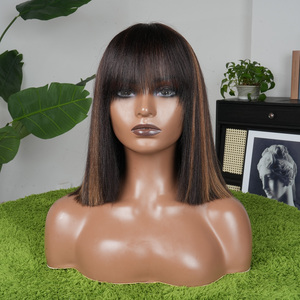 Wholesale P4/27 Highlight Bob <b>Wig</b> Human Hair 10 Inch Short <b>Wig</b> with Bangs Glueless Wear and Go Yaki Straight for Black Women - Product Image 5