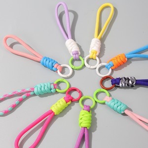 Knotted Phone <b>Lanyard</b> <b>Polyester</b> Braided Anti Loss Keychain Multiple Colors Metal Buckle Pendant Included - Product Image 1