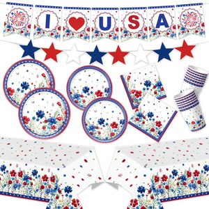 Platos y Servilletas para Postre con Temática Patriótica Americana para la Cena del Día de la Independencia y las Elecciones, Decoraciones Patrióticas y para el 4 de Julio - Product Image 1