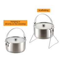 Ensemble de casseroles de camping pliables en acier inoxydable de haute qualité, faciles à nettoyer, pour la cuisine en plein air, antiadhésives