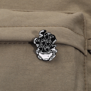 Dessin animé chat noir émail broches paresseux drôle chats broches revers Badge sac à dos bijoux accessoires cadeau pour les amis - Product Image 3