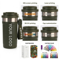 Gobelet isotherme personnalisé de 16 oz en acier inoxydable 304 avec revêtement intérieur en céramique, double paroi, avec poignée et couvercle, pour les voyages en voiture