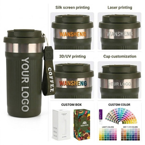 Gobelet isotherme personnalisé de 16 oz en acier inoxydable 304 avec revêtement intérieur en céramique, double paroi, avec poignée et couvercle, pour les voyages en voiture - Product Image 3