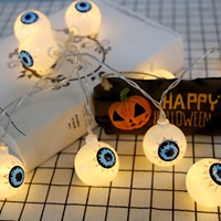 Guirnalda de Luces LED de Halloween con Ojos Fantasmagóricos, Funciona con Pilas, para Decoración de Jardín, Hogar, Fiestas y Casas Encantadas