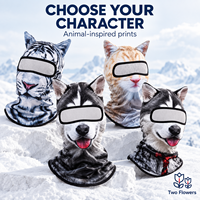 Cagoule de ski animalière avec oreilles 3D, motif animal imprimé UV, couvre-visage et cou intégral, en polyester imperméable, cagoule d'hiver pour Halloween