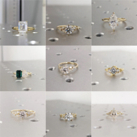 Elisa Wholesale captive avec ses bagues de fiançailles et de mariage en diamant moissanite VVS en or jaune massif 10K 14K 18K pour elle