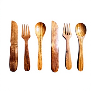 BS INTERNATIONAL Vintage Light Weight <b>Portable</b> Matte Polish Wooden Spoons <b>Cutlery</b> Accessories Ice Cream Dessert Flatware <b>Set</b> for - Product Image 2