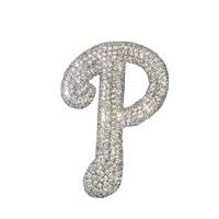 Fantastique luxe personnalisé 3D anglais lettre P perle patchs strass à capuche chapeau vêtements avec 3D Appliqued Technique