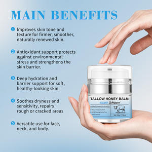 Crème de suif de bœuf biologique nourri à l'herbe avec perles et peptides de collagène GHK-Cu, hydratant pour le visage pour tous types de peau - Product Image 3