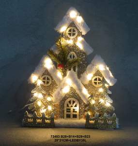 Casita Navideña de Madera con Luces LED de Tamaño Pequeño para Decoración Navideña - Product Image 3