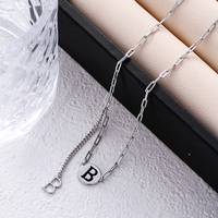 Collier à double lettre avec trombone Femmes Pendentif pour hommes S925 Argent Blanc Or K Mat Rond Noir Palladium Collier Cadeau