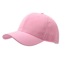 Topi olahraga Golf matahari Golf 6 Panel, topi bisbol poliester berlubang Laser 6 Panel, topi ayah profil rendah ringan cepat kering kustom