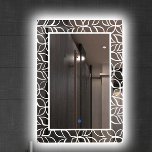 <span class=keywords><strong>Miroir</strong></span> <span class=keywords><strong>de</strong></span> <span class=keywords><strong>salle</strong></span> <span class=keywords><strong>de</strong></span> <span class=keywords><strong>bain</strong></span> LED intelligent mural moderne personnalisé en gros sablé avec cadre <span class=keywords><strong>doré</strong></span> à trois normes - Product Image 4