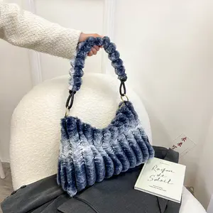 2023 nuove borse soffici da donna di grande capacità di moda borse a tracolla morbide da donna in stile coreano semplice borsa di pelliccia chic all'ingrosso per l'inverno - Product Image 1