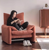 Luxuriöser Italienischer Mid-Century Ästhetik-Sessel mit Gefalteten Armlehnen, Premium PU-Leder Einzelsessel, Moderner Maßgefertigter Sitzkomfort für Wohnzimmer