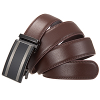 LY36-25629-1 Herren Doppelter Silberstreifen Automatikgürtel 2-Lagiger Rindsleder-Ratschengürtel