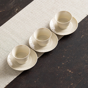 Ding Kiln Lotus Petal Coaster Ceramic Heat Insulating <b>Teacup</b> Holder Chinese Retro Style Kung Fu Tea Set Home Use - Product Image 4