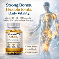 Capsules de vitamine D3 K2 B12 en gélules molles, soutien osseux, cardiaque et immunitaire, complément alimentaire, marque privée OEM ODM
