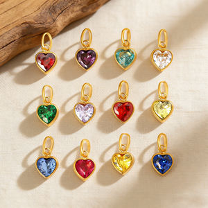 Colgante de Piedra Natalicia de Acero Inoxidable Chapado en Oro Resistente al Agua - Dije Minimalista de Circonita de 12 Meses para Mujer, Diseñadores de Joyería DIY - Product Image 4