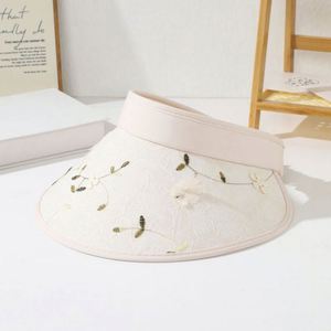 Gorra de Visera Ancha con Flores 3D Estilo Chino para Mujer, Protección UV, Venta al Por Mayor - Product Image 3