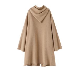 Maxi <span class=keywords><strong>Cardigan</strong></span> a manica lunga in lana <span class=keywords><strong>marrone</strong></span> Cashmere da donna cappotto autunnale Casual con davanti aperto e cappuccio per maglione autunnale - Product Image 1