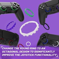 Bâtons octogonaux blancs redessinés avec anneaux d'accentuation pour EXtremeRate PS5 Luna Redesigned et pour PS4 Ghost Redesigned Shell