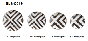 Ensemble d'assiettes rondes <span class=keywords><strong>de</strong></span> 30 cm en porcelaine <span class=keywords><strong>de</strong></span> luxe Shinny noir et blanc Crossroad Pizza écologique avec bordure dorée - Product Image 2