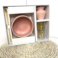 Ensemble de matcha de haute qualité : tamis, fouet, bol, support pour fouet à matcha rose