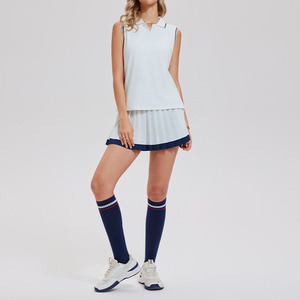 Hete Aanbieding 2-delig Polo Kraag Luxe Dames Rok Set Ademend Golf Badminton Outfit Mouwloos Tennis Kleding Geplooide Rok Set - Product Image 6