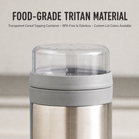 Bocal alimentaire isotherme JUNVOY en acier inoxydable 304 à double paroi, avec couvercle transparent à large ouverture, pot à yaourt et à flocons d'avoine avec cuillère