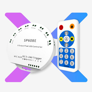 Controlador <span class=keywords><strong>LED</strong></span> JIUAN SP608E con Control Remoto BT, 8 Canales, <span class=keywords><strong>Señal</strong></span> Digital Individual, <span class=keywords><strong>Salida</strong></span> <span class=keywords><strong>de</strong></span> 8 Puertos, 4800 Píxeles, Duradero, DC5-24V, 20m - Product Image 1